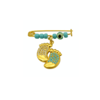 Ασημένια Παραμάνα Επιχρυσωμένη Πατουσάκια & Ματάκι - sk062