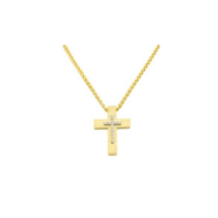 Χρυσός Σταυρός με Αλυσίδα 14Κ & Ζιργκόν - la021