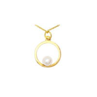 Επίχρυσο Στρογγυλό Μενταγιόν από Ασήμι & Μαργαριτάρι - qp1387